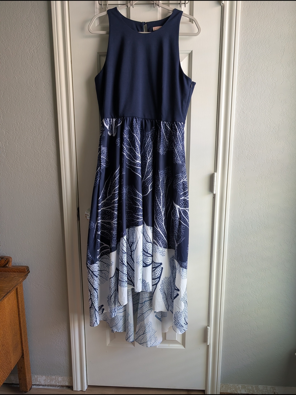 Hutch Navy & White High-Low Sleeveless Floral Dress